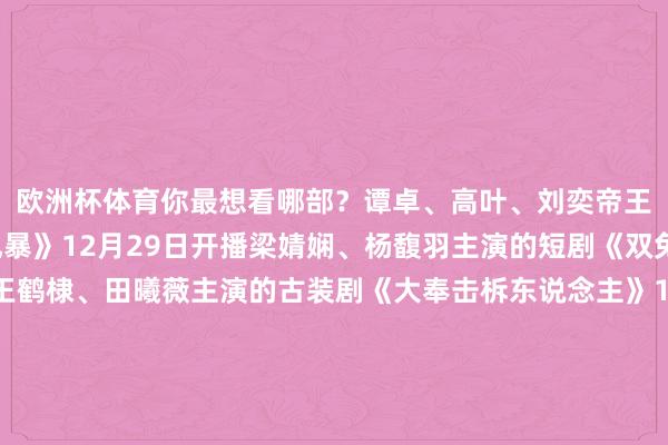 欧洲杯体育你最想看哪部？谭卓、高叶、刘奕帝王演的齐市剧《蔷薇风暴》12月29日开播梁婧娴、杨馥羽主演的短剧《双兔》12月27日开播王鹤棣、田曦薇主演的古装剧《大奉击柝东说念主》12月28日开播佟大为、任素汐主演的齐市医疗剧《急救大夫》12月29日开播王景春、蒋奇明主演的悬疑剧《风中的火焰》有望12月开播杨紫、李现主演的古装剧《国色青春》有望来岁1月开播郭京飞、王千源、赵今麦主演的《漂白》有望来岁1