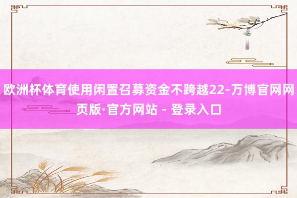 欧洲杯体育使用闲置召募资金不跨越22-万博官网网页版·官方网站 - 登录入口