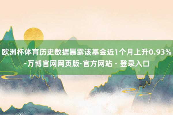 欧洲杯体育历史数据暴露该基金近1个月上升0.93%-万博官网网页版·官方网站 - 登录入口