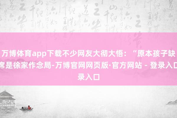 万博体育app下载不少网友大彻大悟：“原本孩子缺席是徐家作念局-万博官网网页版·官方网站 - 登录入口
